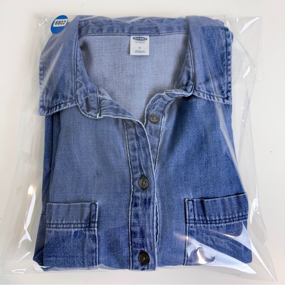Old Navy Chambray Short Sleeve Shirt Dress M - Picture 9 of 10